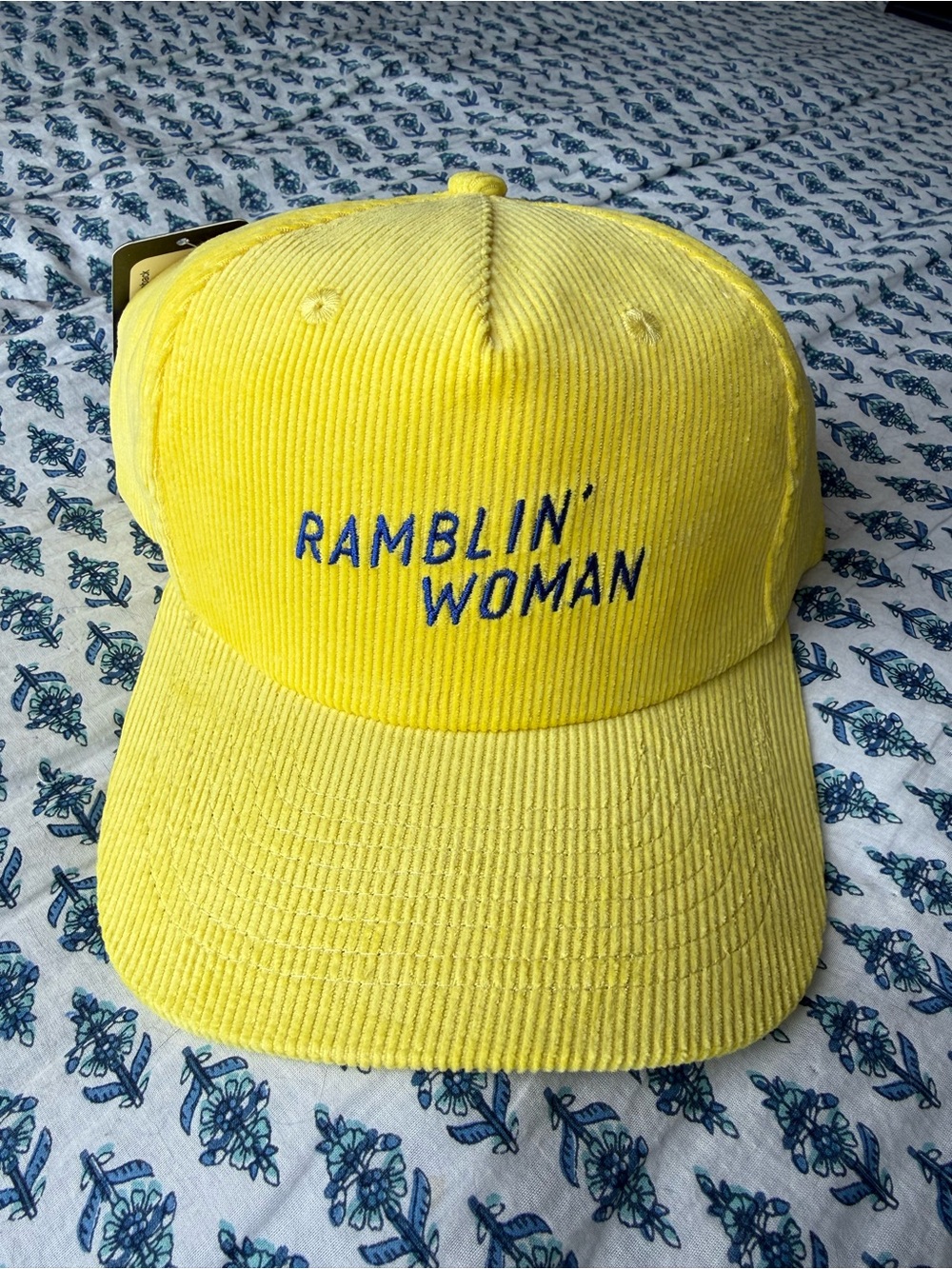 Seager Ramblin' Woman Yellow Corduroy Hat Snap back NWT
